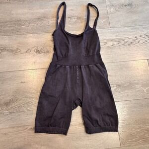 Free People Movement Good Karma Bodysuit Shorts Black Size Small S Seamless